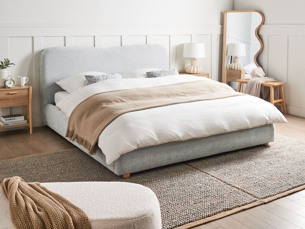 Ottoman Bed BLAGNAC Fabric Light Grey 160 x 200 cm (EU King Size)
