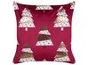 Set of 2 Velvet Cushions Christmas Tree Pattern 45 x 45 cm Red GOLDSPRUCE_879392