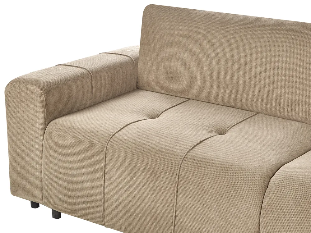 Sofá-cama de canto 4 lugares INNVIK Tecido Castanho à esquerda_965162