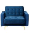 Fauteuil en velours bleu marine ABERDEEN_752536