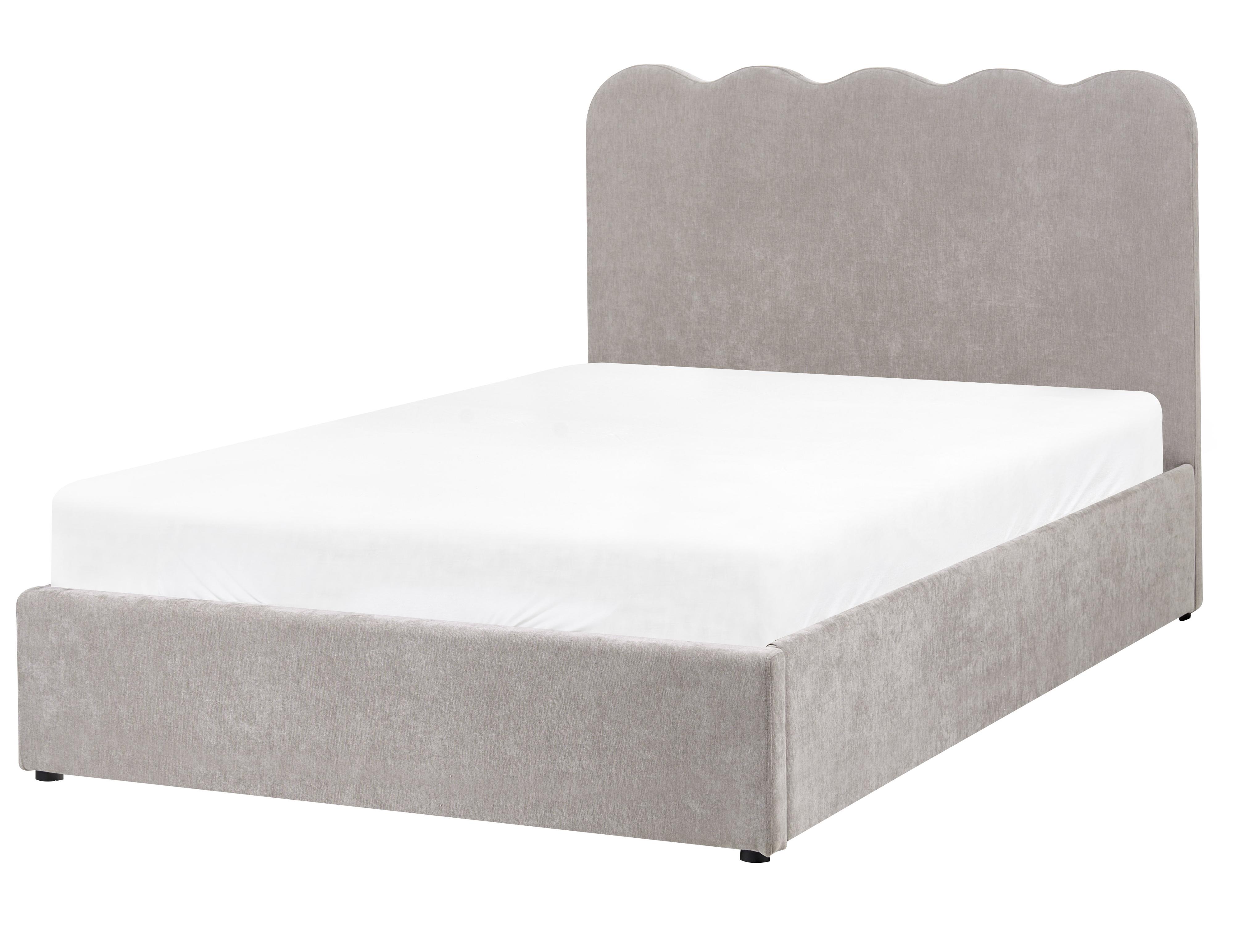 Bett mit Stauraum NANTERRE Chenillegewebe Taupe 120 x 200 cm_1082433