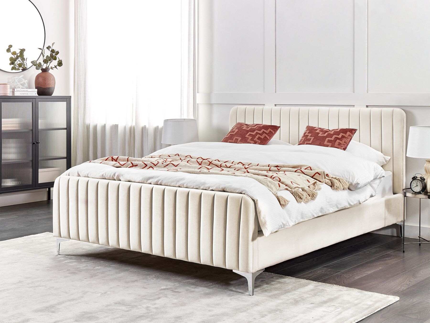 Velvet EU King Size Bed Beige LUNAN_929263