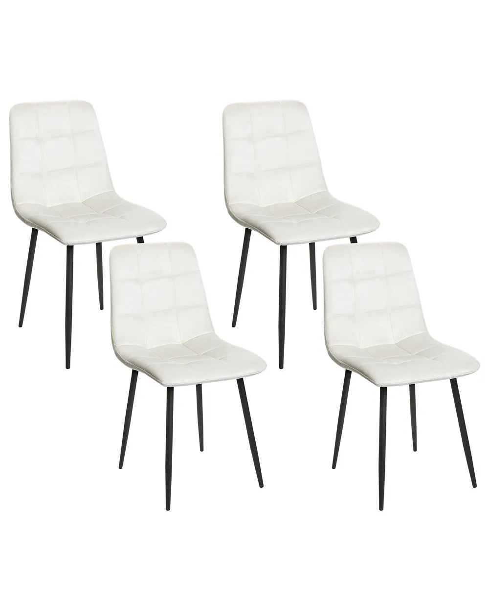Set of Dining Chairs POWELL Velvet Off-White