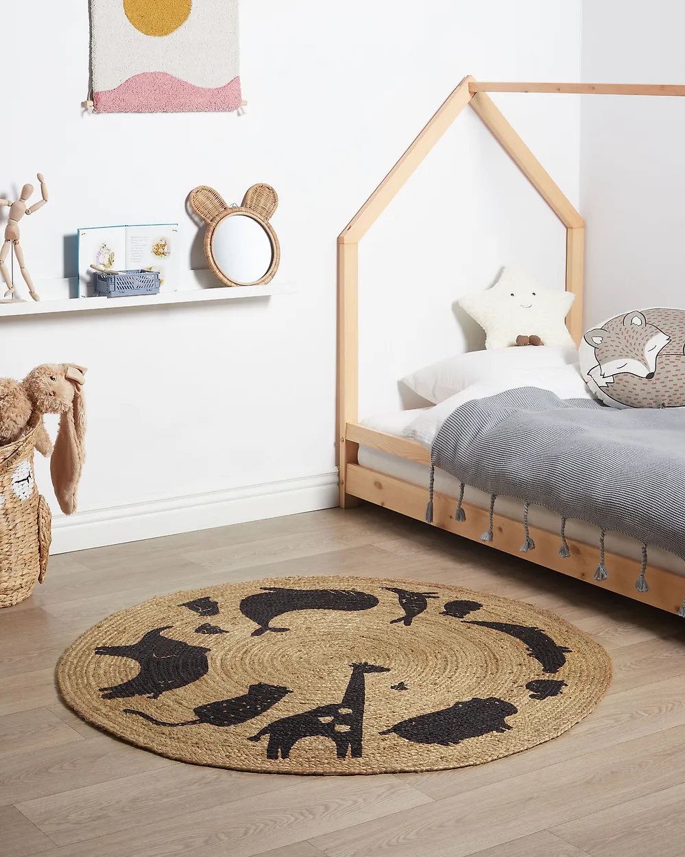 Kids Rug EARTH Beige ø 120 cm Jute_1184836