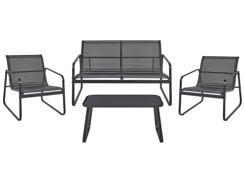 Set da giardino con tavolo 4 posti BARREA Metallo Nero