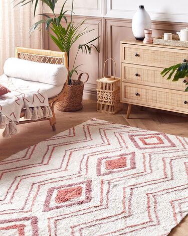 Cotton Area Rug 160 x 230 cm Beige and Pink KASTAMONU