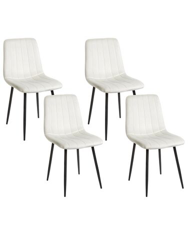 Lot de 4 chaises de salle à manger en velours blanc cassé KALISPELL