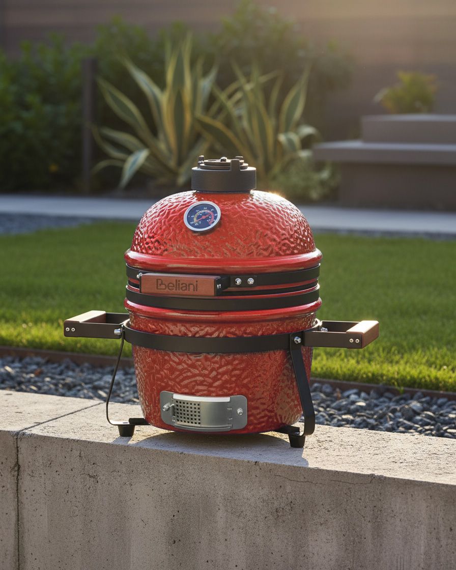 Mini barbecue a carbonella KAMADO Ceramica Rosso