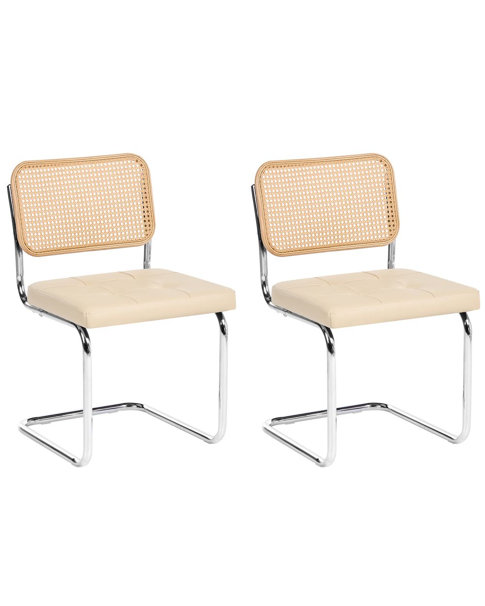 Esszimmerstuhl 2er Set ETHETE Kunstleder Hellbeige