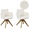 Set of 2 Dining Chairs Swivel EVELYN Boucle Off-White
