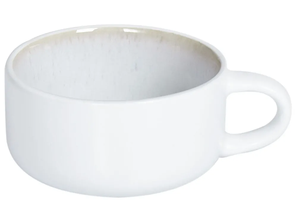 Zestaw 8 filiżanek ze spodkami SESAME Kamionka Złamana biel_986480