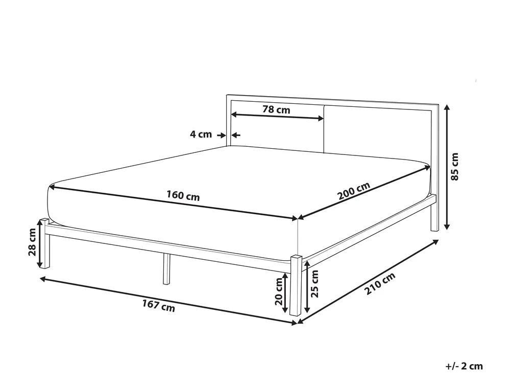 Bed Metal CLAMART 160 x 200 cm (EU King Size) Grey_806629