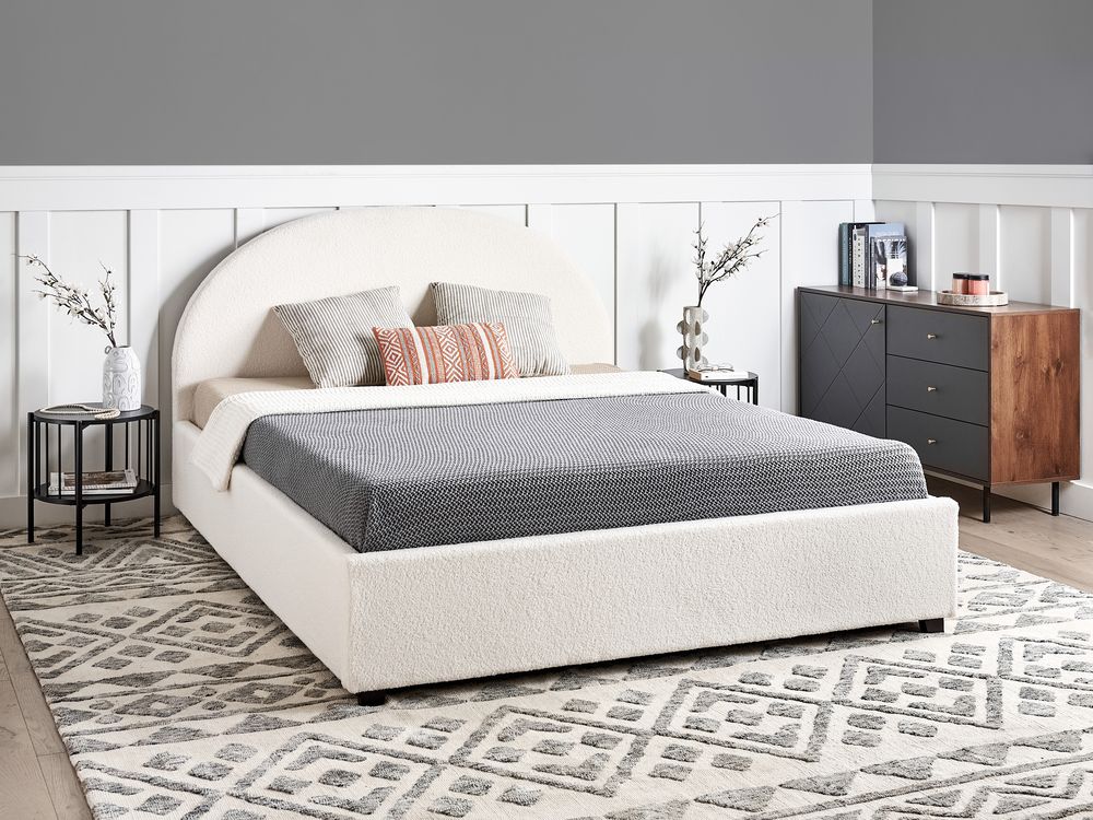 Ottoman Bed VAUCLUSE Boucle Off-White 160 x 200 cm (EU King Size)