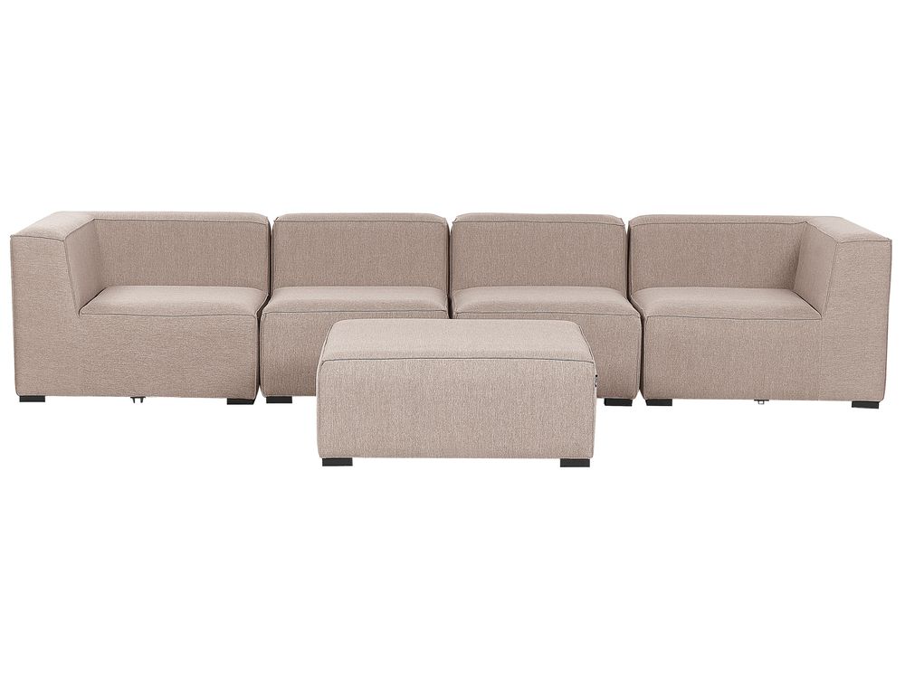 Divano da giardino con pouf 4 posti AREZZO Modulare Beige