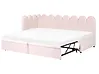Trundle Bed Velvet TERROU 90 x 200 cm (EU Single) Pastel Pink
