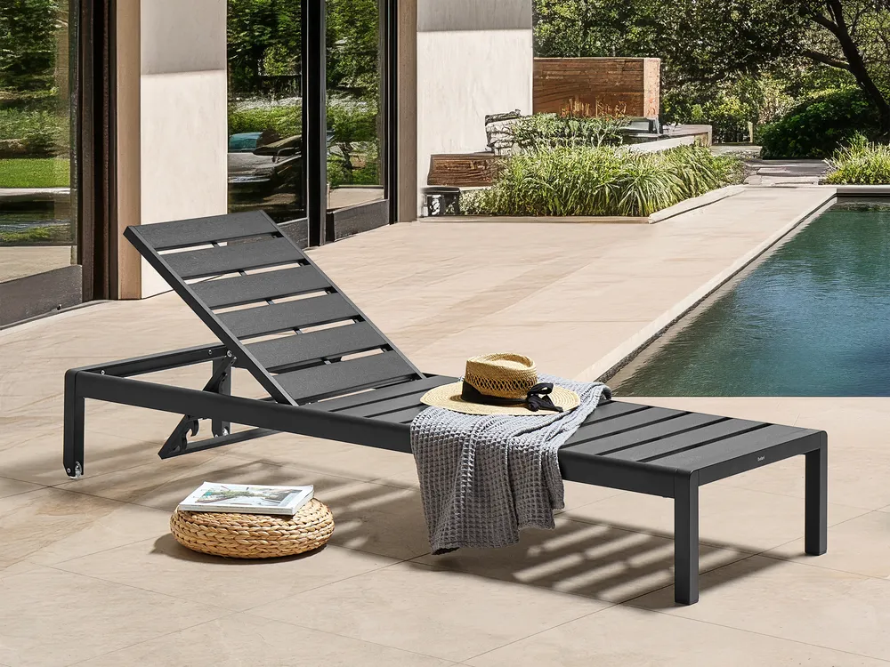 Sun Lounger NARDO Reclining Metal Black