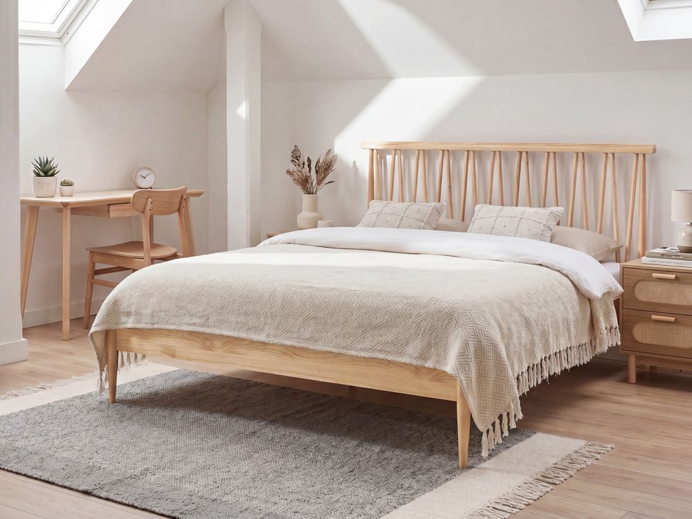 Lit avec sommier Bois de pin URDOS 160 x 200 cm Marron clair