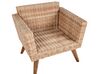 Lounge Set Rattan hellbraun 5-Sitzer Auflagen cremeweiß VITTORIA XL_928525