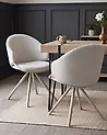 Conjunto de 2 sillas de comedor MYSTIC Tela Blanco crema