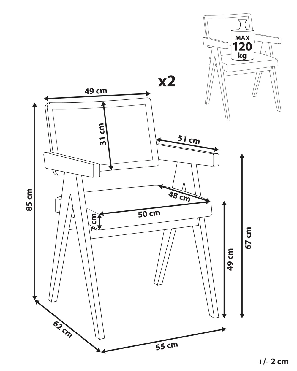 Set di 2 sedie da pranzo AVA Legno Marrone/Verde_1024316
