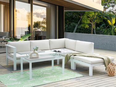 5 Seater Aluminium Garden Corner Sofa Set White and Off-White MESSINA