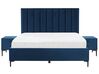 3 Piece Bedroom Set Velvet EU Super King Size Blue SEZANNE_796650