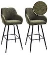 Conjunto de 2 sillas de bar CASMALIA Bouclé Verde oscuro