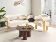 Sofa 2 Seater ILBRO Boucle Off-White/ Light Brown_984871