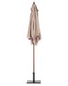  Parasol de jardin en bois avec toile beige sable 144 x 195 cm FLAMENCO_690298