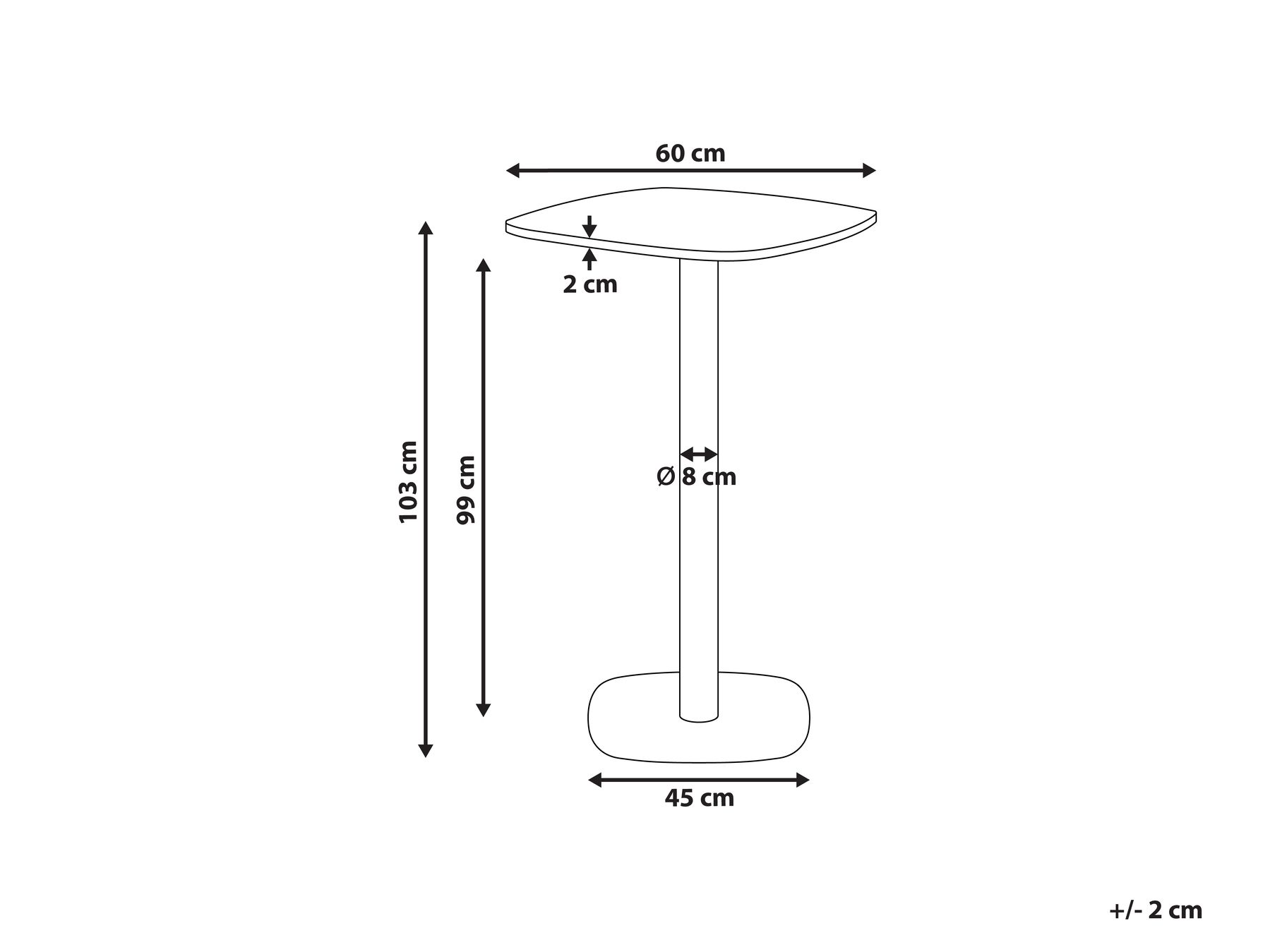 Bar Table MORELLA Light Brown/ White 60 cm 60 cm_998602
