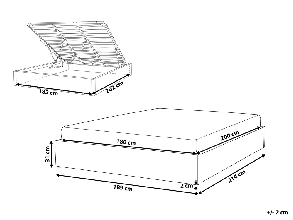 Ottoman Bed without Headboard DINAN Boucle Dark Green 180 x 200 cm (EU Super King)_992155