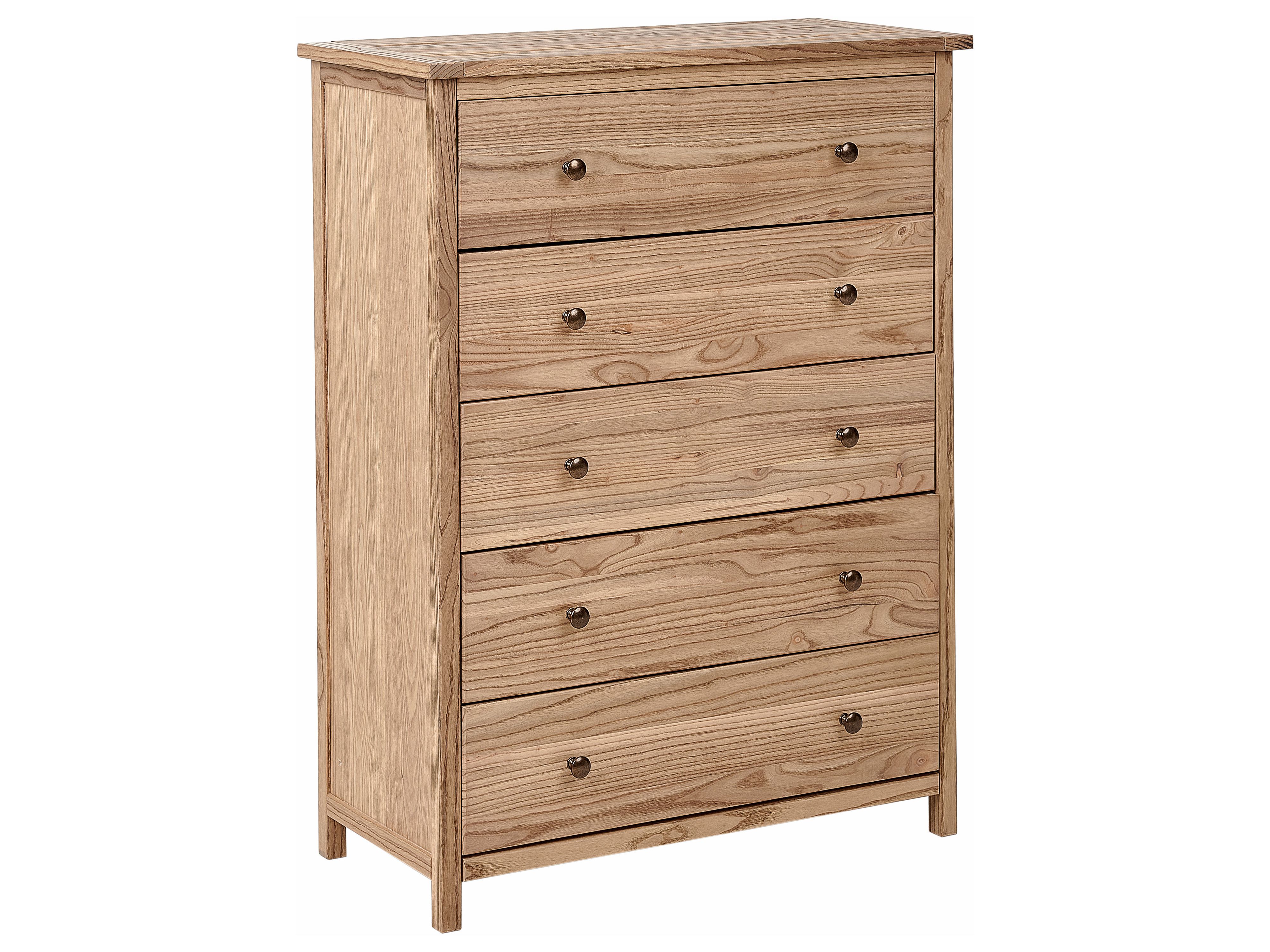5 Drawer Chest SALTON Sassafras Wood Brown - Beliani.nl