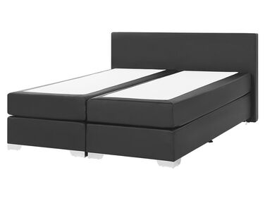 Čierna kožená kontinentálna posteľ 160 x 200 PRESIDENT