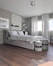 Ottoman Bed BAJONNA Fabric Light Grey 160 x 200 cm (EU King Size)_982827