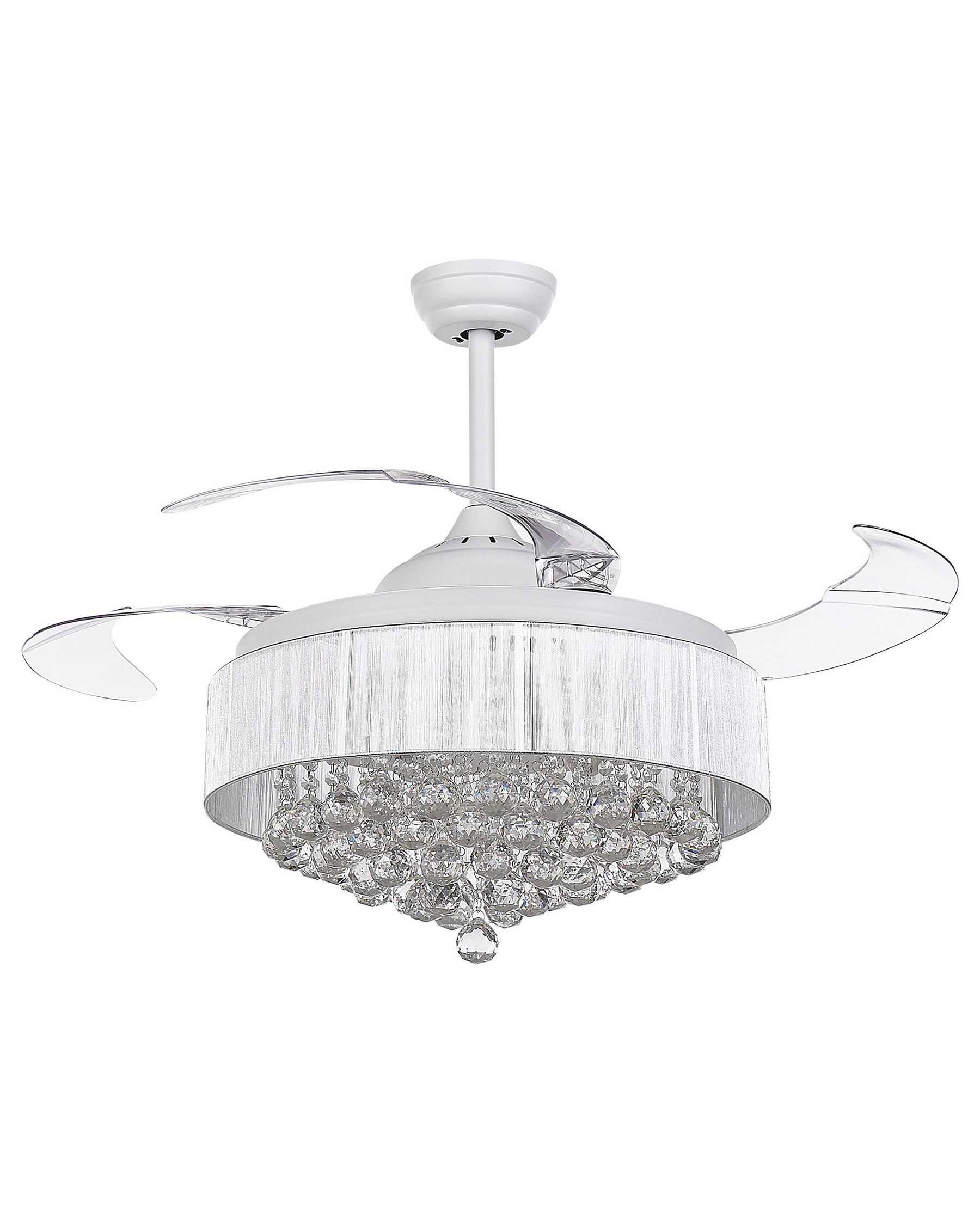 Retractable Blades Ceiling Fan with Light White PEEL_792413