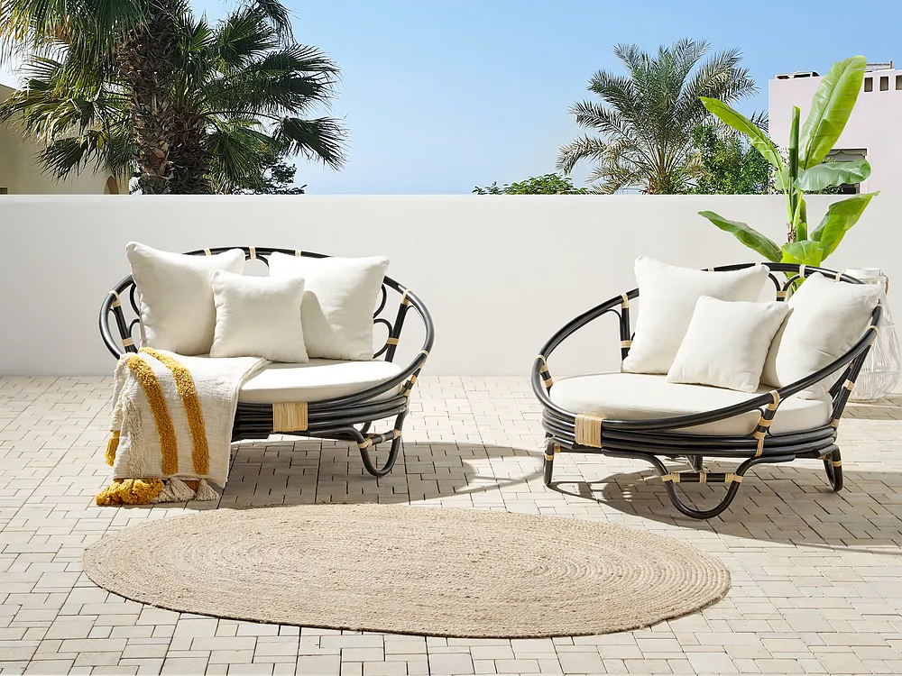 Lot de 2 lits de jardin ROSSANO Rotin Noir_1155505