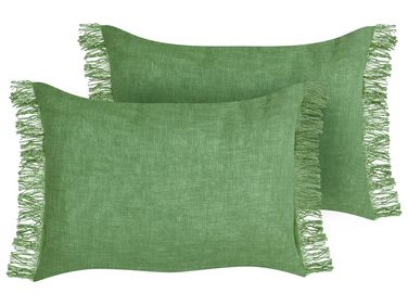 Set of 2 Cotton Cushions 35 x 50 cm Green MABA