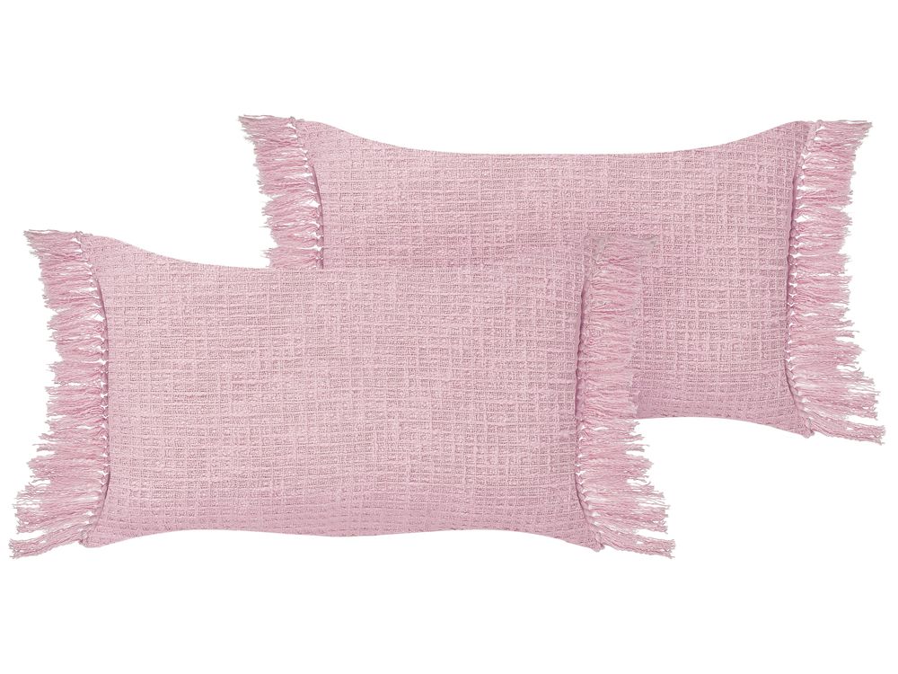 Set di 2 cuscini TANSY 40 x 60 cm Cotone Rosa Tinta unita