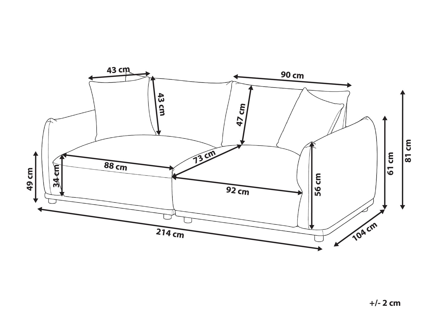 Sofa 3 Seater JUBEK Fabric Beige_1074643