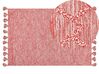 Alfombra de algodón rojo/blanco 140 x 200 cm NIGDE_839476