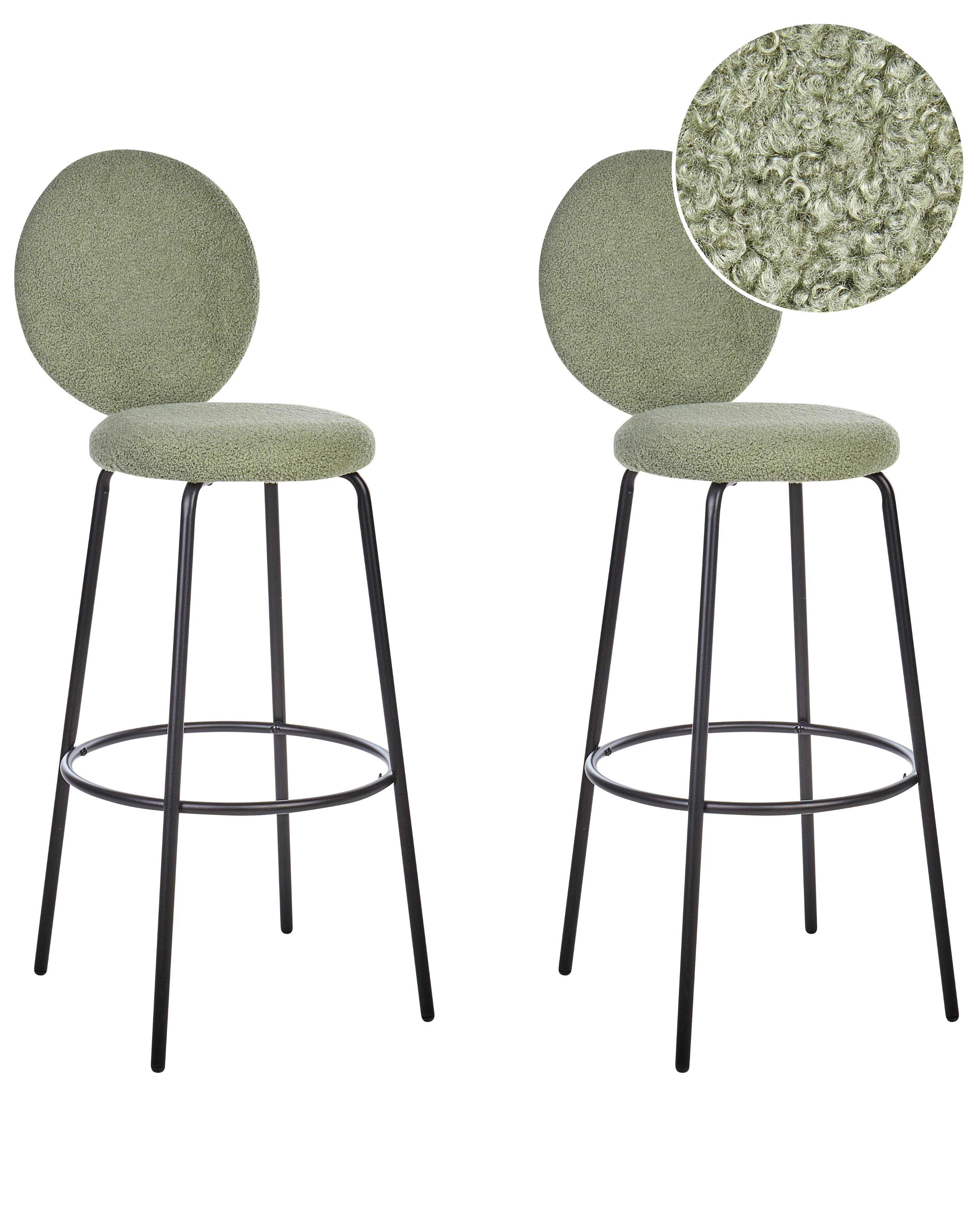 Set of 2 Boucle Bar Chairs Light Green EMERY_913947