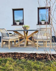 Zestaw ogrodowy dla 4 osób ORISTANO z poduszkami Beton Beżowy_987886