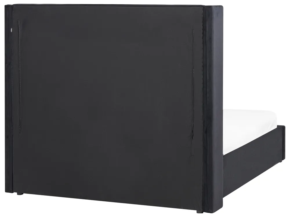 Ottoman Bed LUBBON Velvet Black 140 x 200 cm (EU Double)_833810