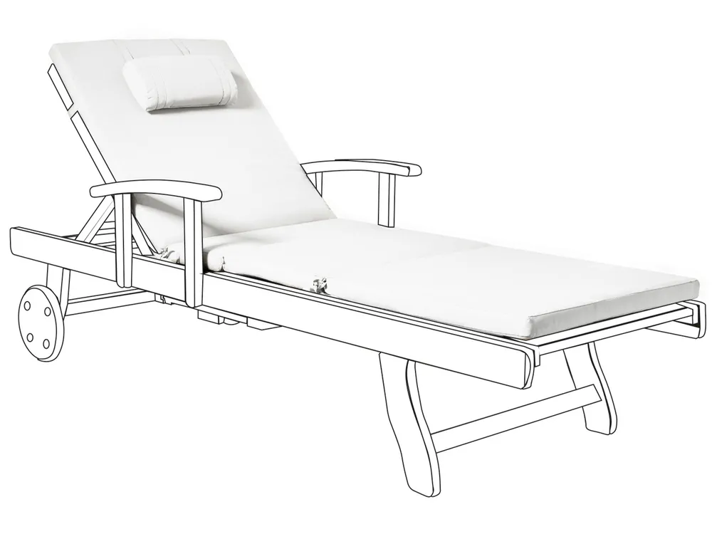 Sun Lounger Pad Cushion TOSCANA/JAVA/AMANTEA PREMIUM 189 x 58 cm Off-White