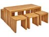 6 Seater Acacia Wood Garden Dining Set Table and Stools BELLANO_921982