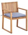 Set of 8 Certified Acacia Wood Garden Dining Chairs with Blue Cushions SASSARI II_923918