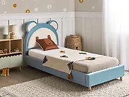 Kids Bed Teddy Bear Velvet MAILLES 90 x 200 cm (EU Single) Blue_1174345