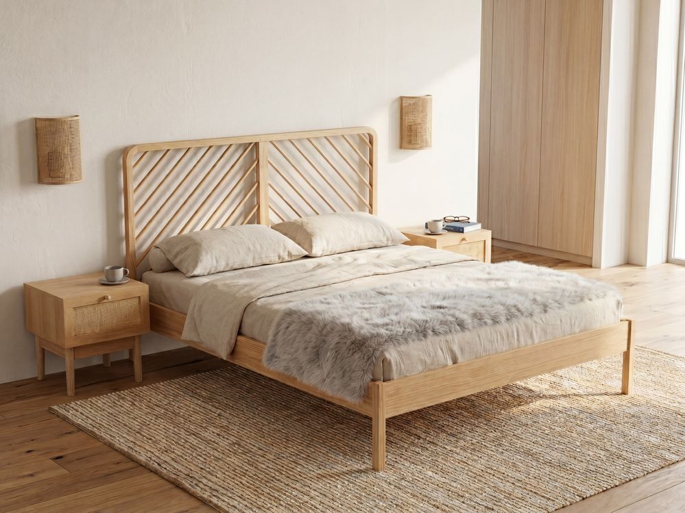 Bed Pine Wood SEPHOS 160 x 200 cm (EU King Size) Light Brown