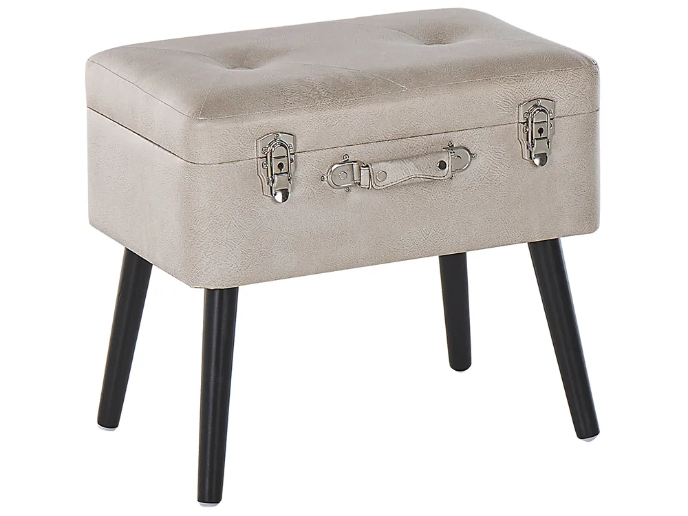 Storage Stool MALLARD Faux Leather Beige