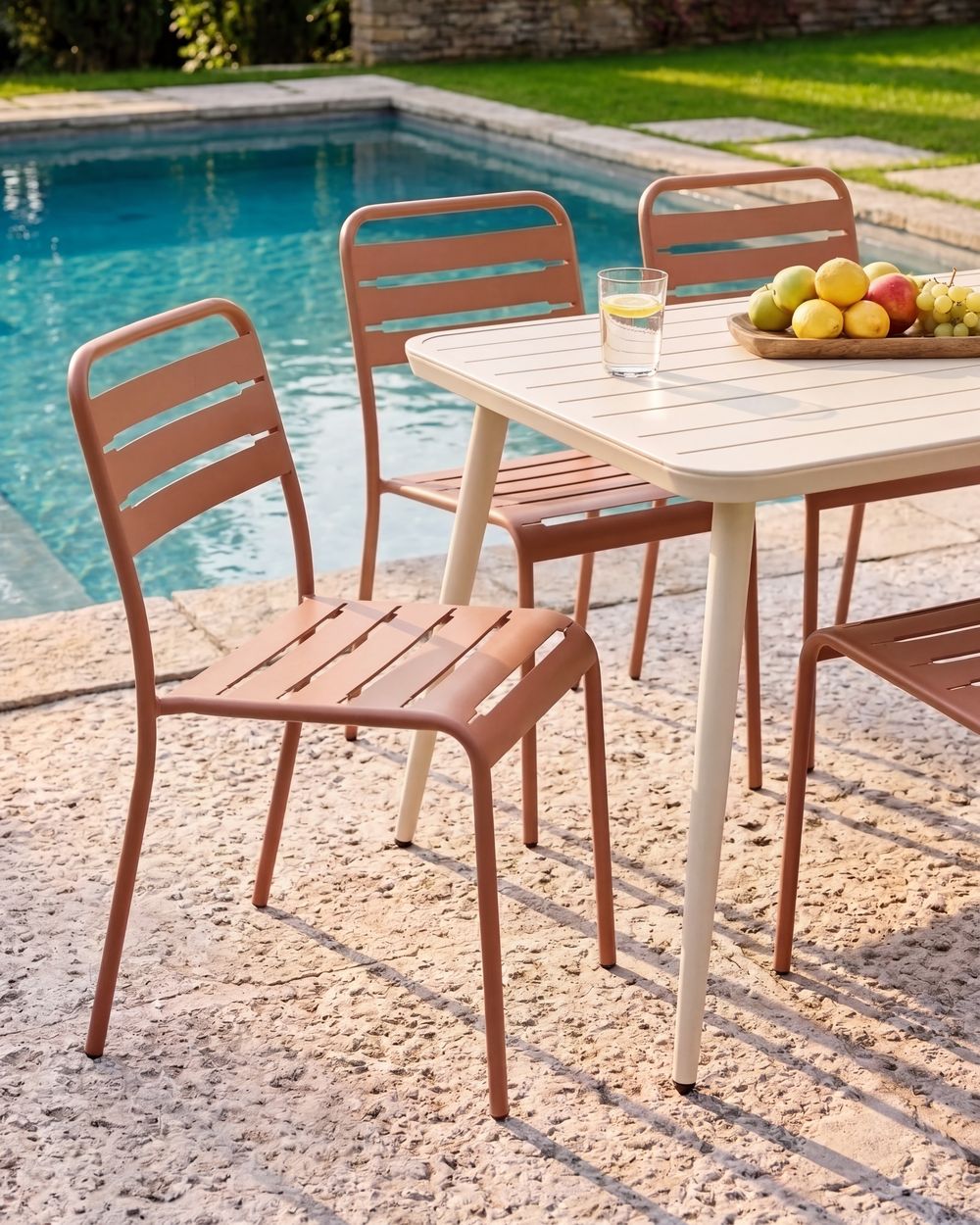 Set de 2 scaune de grădină LEFKADA Metal Maro